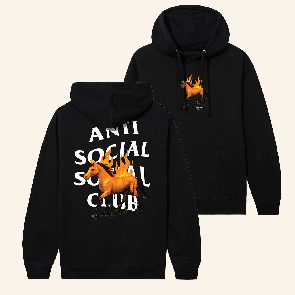 Anti Social Social Club Merch ASSC 2026 CNY Flames Horse Hoodie Best Gifts For Son