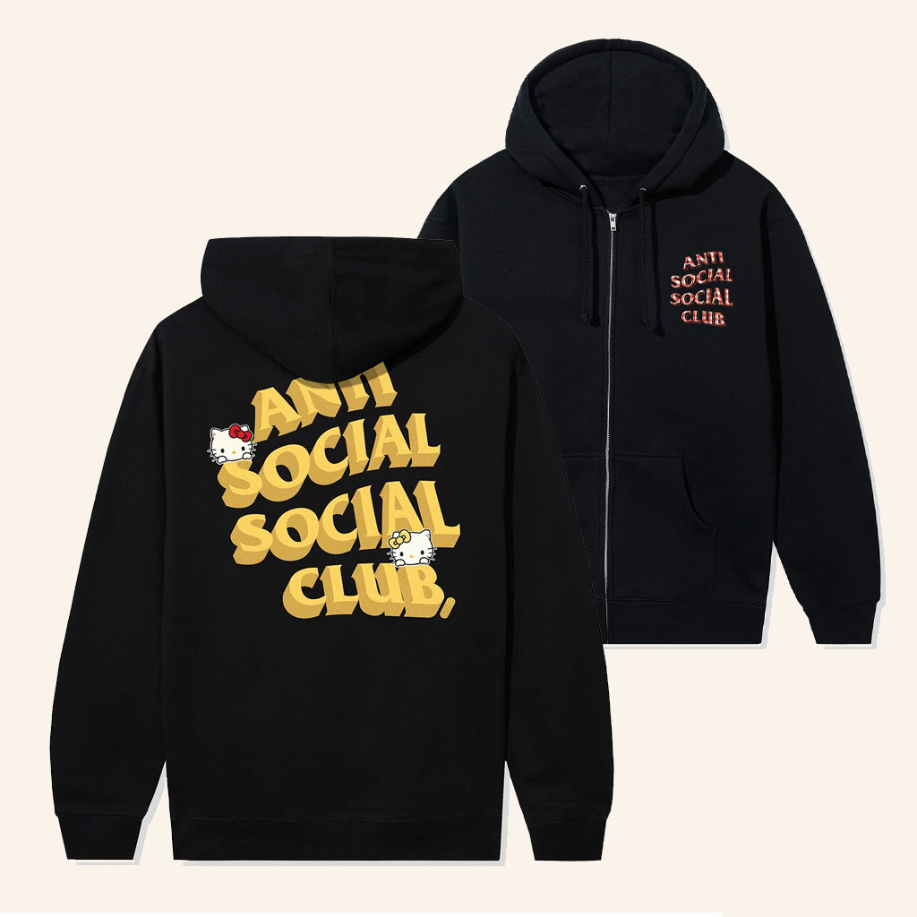 Anti Social Social Club Merch ASSC X Hello Kitty HK Zip Up Hoodie Gifts For Daughter