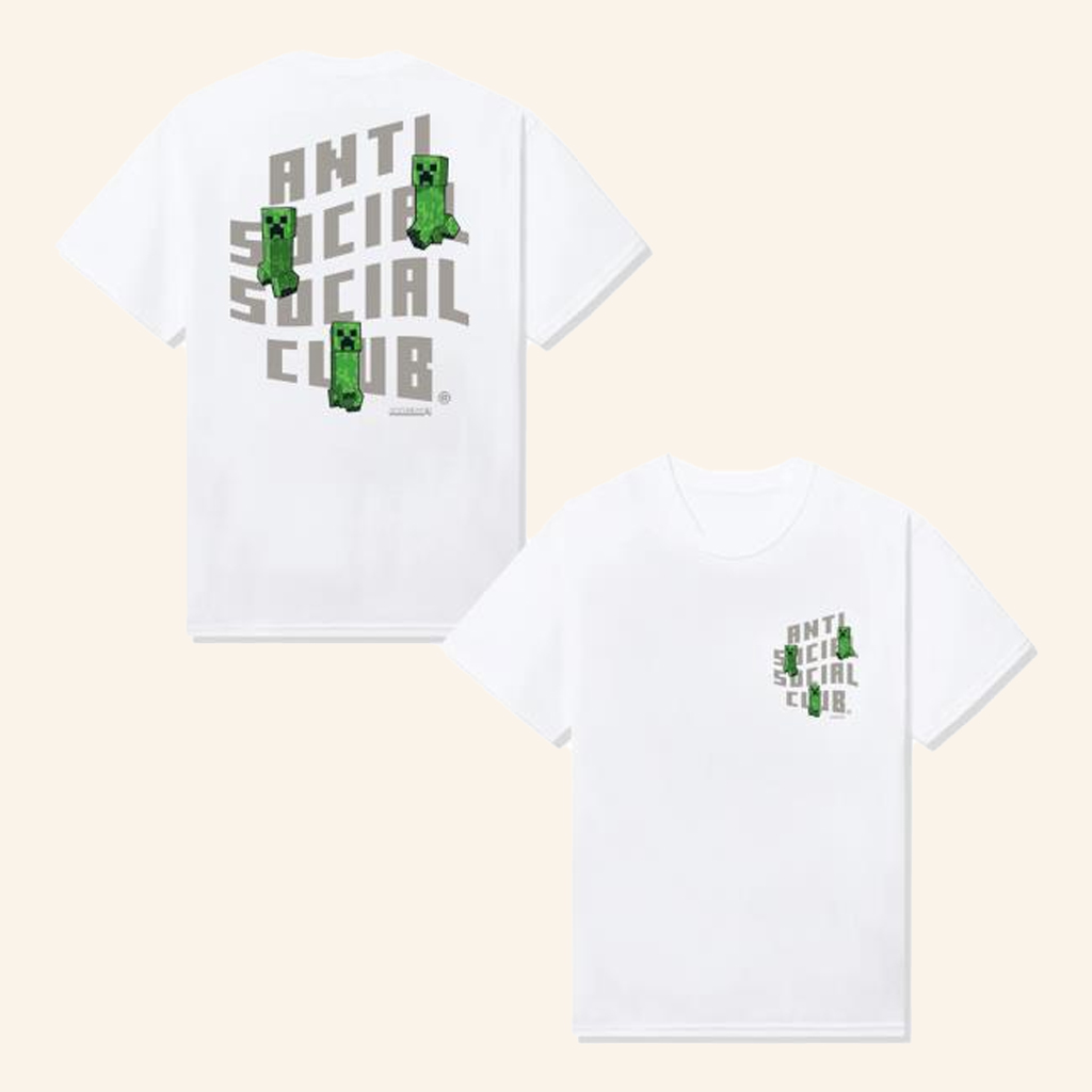 Anti Social Social Club Merch ASSC X Minecraft Creeper Logo T-Shirt Xmas Gifts For Friends Anti Social Social Club Merch ASSC X Minecraft Creeper Logo T-Shirt Xmas Gifts For Friends