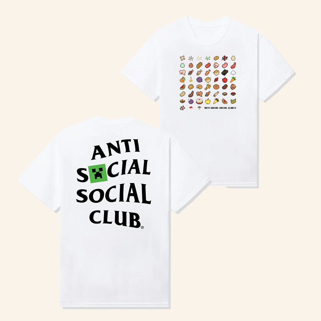 Anti Social Social Club Merch ASSC X Minecraft Food T-Shirt Christmas Gifts For Boyfriend