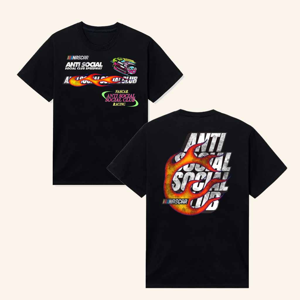 Anti Social Social Club Merch ASSC X Nascar Black T-Shirt Best Gifts For Brother