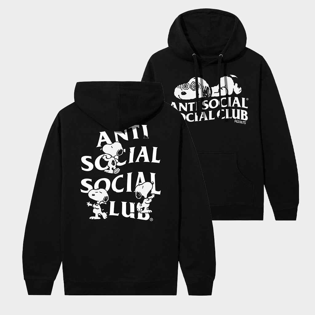 Anti Social Social Club Merch ASSC X Peanuts Feeling Funny Hoodie Black Gifts For Friends