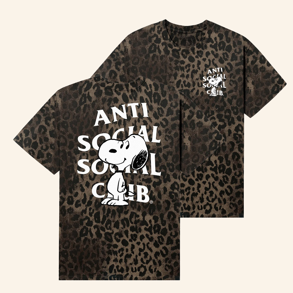 Anti Social Social Club Merch ASSC X Peanuts Snoopy Logo Leopard T-Shirt Gifts For Wife Anti Social Social Club Merch ASSC X Peanuts Snoopy Logo Leopard T-Shirt Gifts For Wife