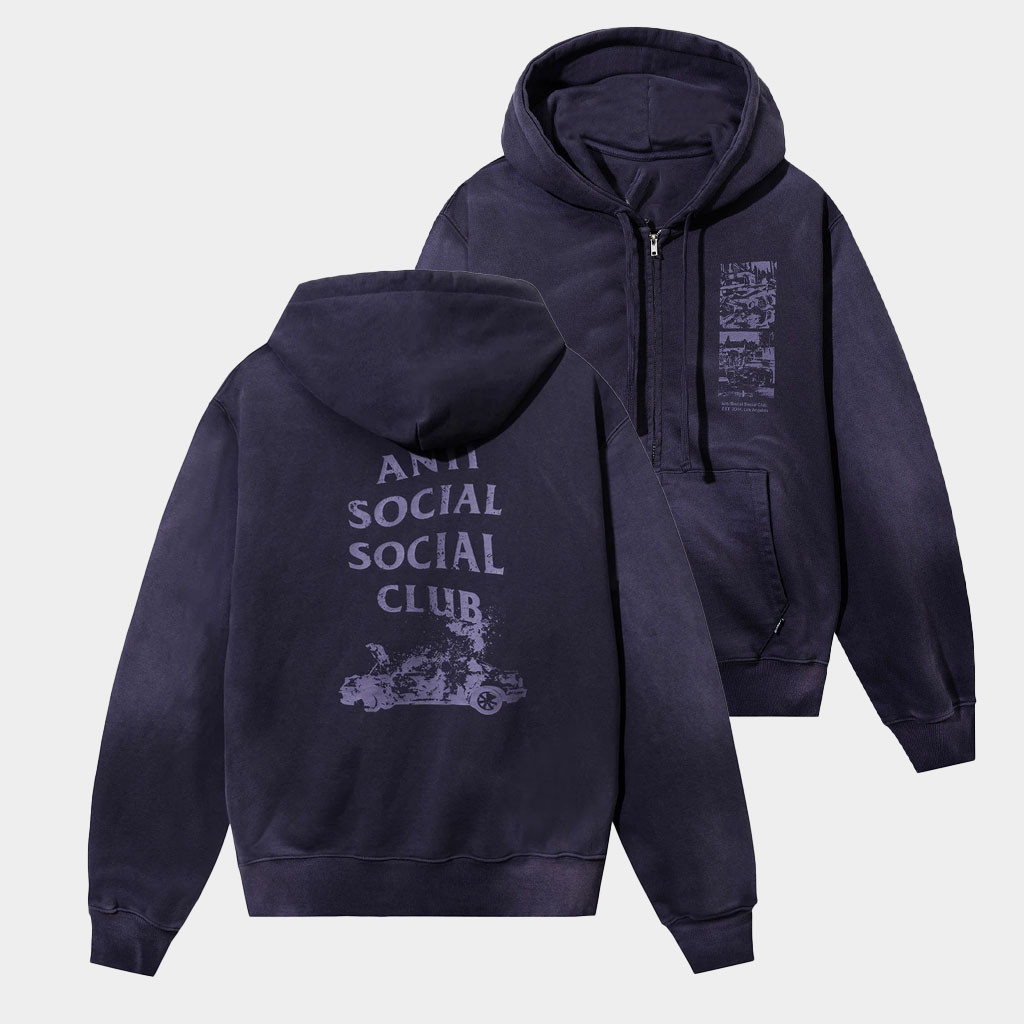 Anti Social Social Club Merch Broken Car Zip Hoodie Present For Brother In Law-1