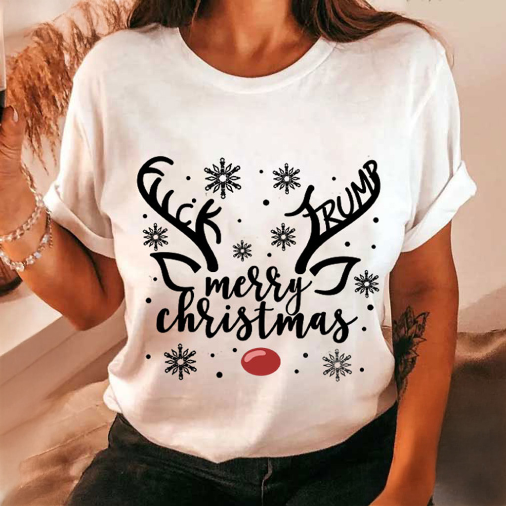 Anti Trump Christmas Reindeer T-Shirt Christmas Gifts For Girlfriend