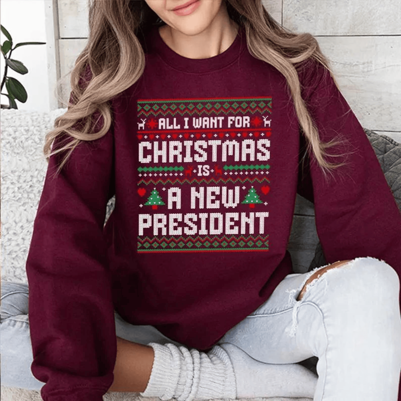 Anti Trump Christmas Shirt All I Want For Christmas Is New President Christmas Gift for Mom
