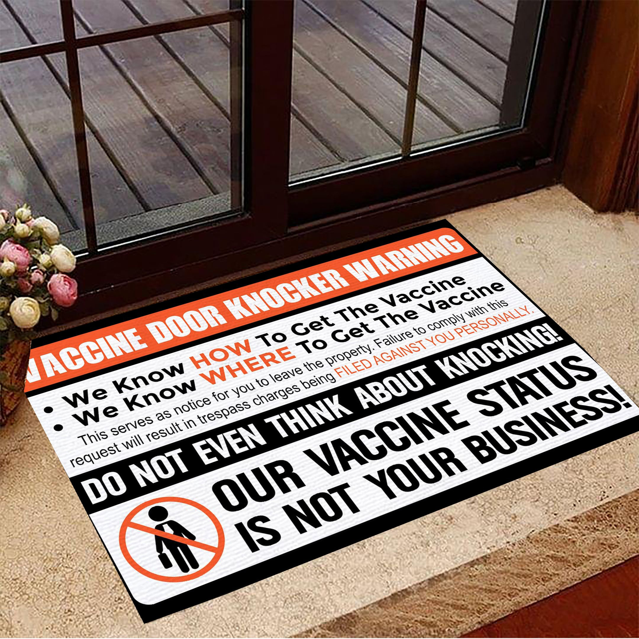 Anti-Vax Doormat Vaccine Door Warning Our Vaccine Status Is Not Business Anti Vaccine Mat