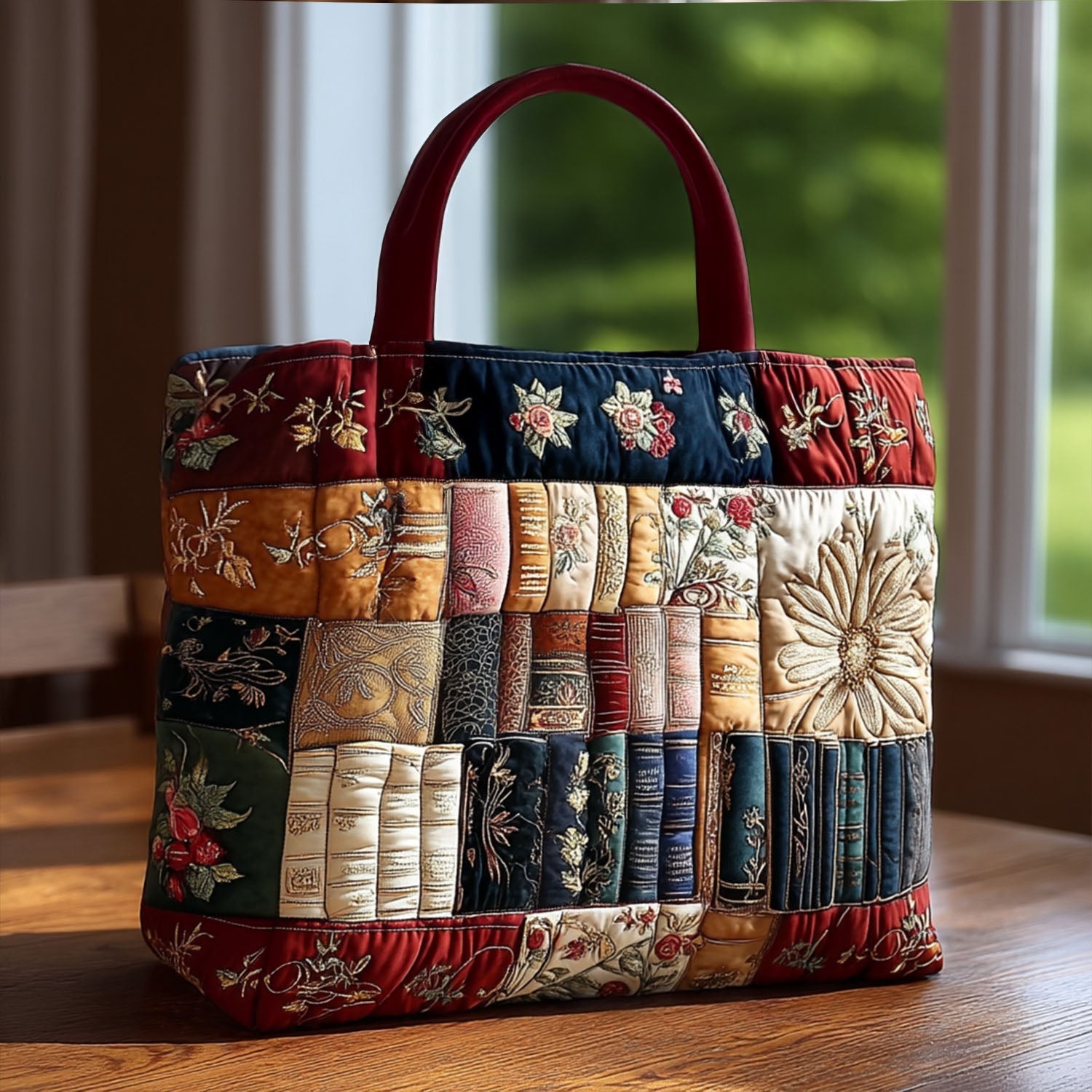 Antique Book Bound Quilted Tote Bag Birthday Presents For Book Lovers