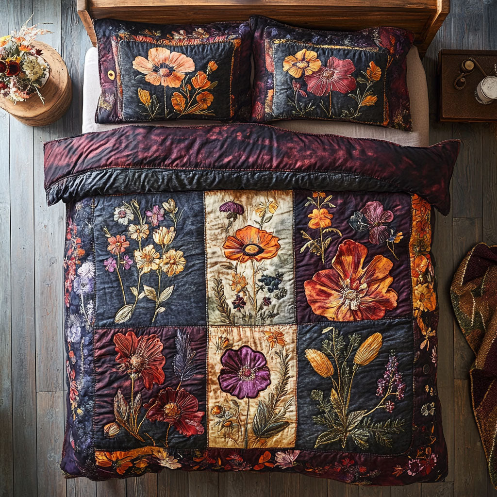 Antique Floral Patchwork Quilted Bedding Set Duvet Cover Bedspread Best Gifts For Women