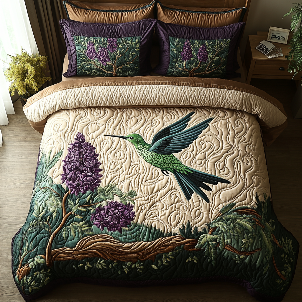 Antique Hummingbird Quilted Bedding Set Bedroom Decorations Unique Gifts For Hummingbird Lovers