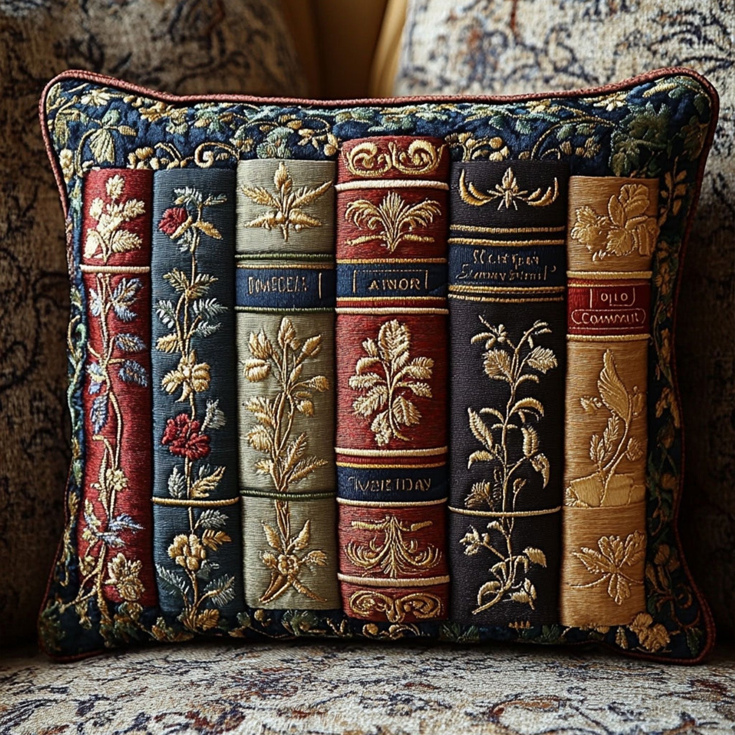 Antique Library Quilted Pillow Case Holiday Home Decor Christmas Gifts For Bookish