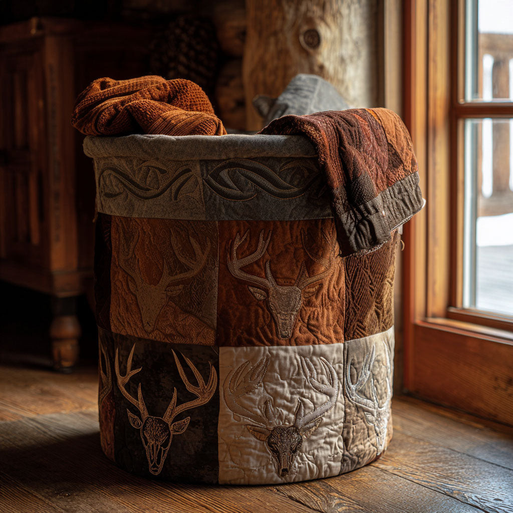 Antler Ghost Quilted Laundry Basket Cozy Quilted Laundry Basket Gift for New Homeowners
