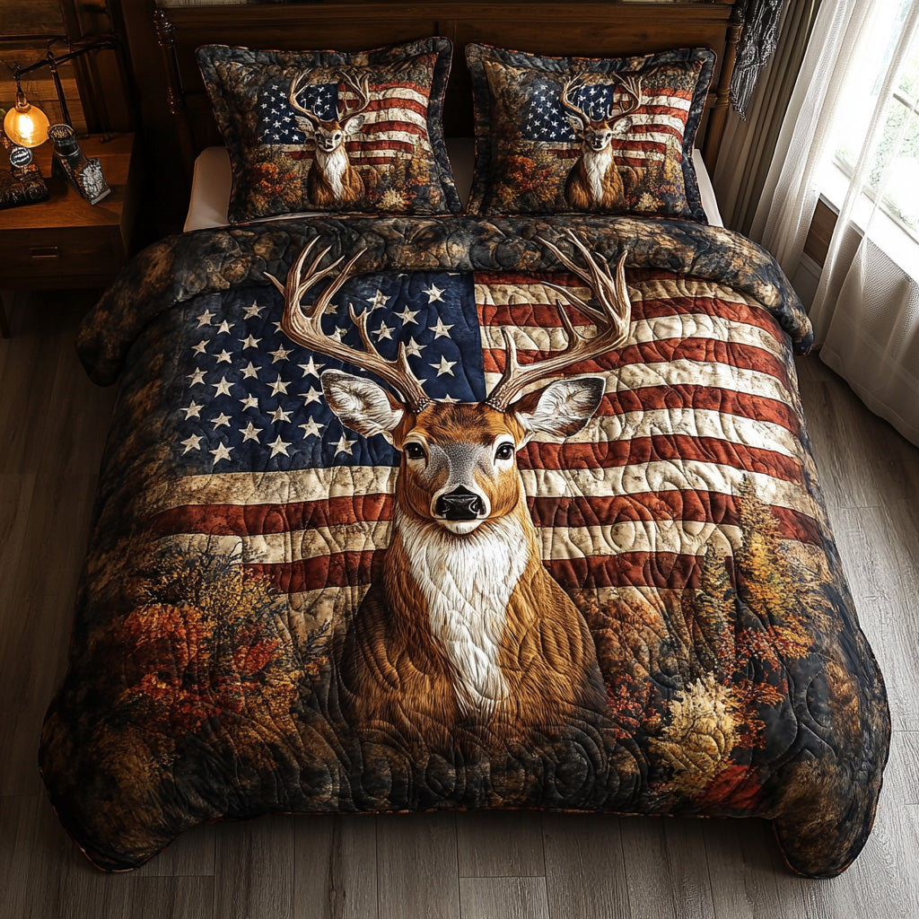 Antler Grove Quilted Bedding Set Best Bedspread Set Autumn Gifts Items