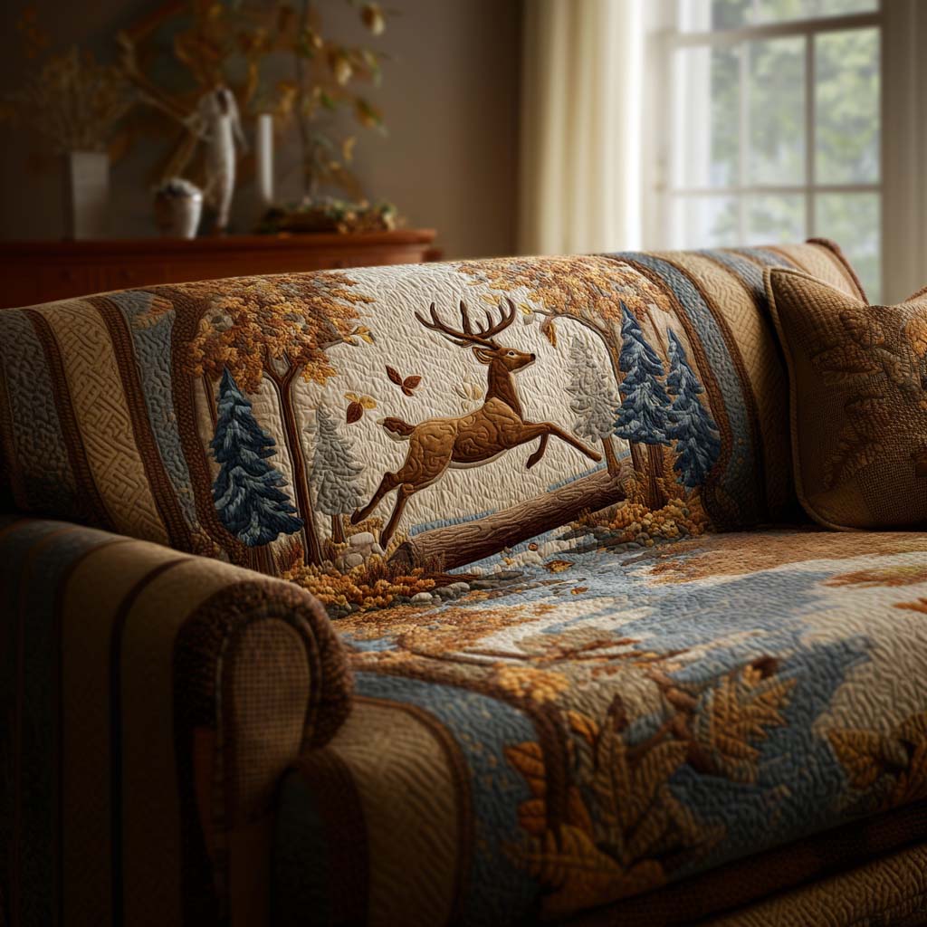 Antler Majesty Quilted Sofa Cover Sofa Chaise Cover Christmas Presents For Deer Hunters