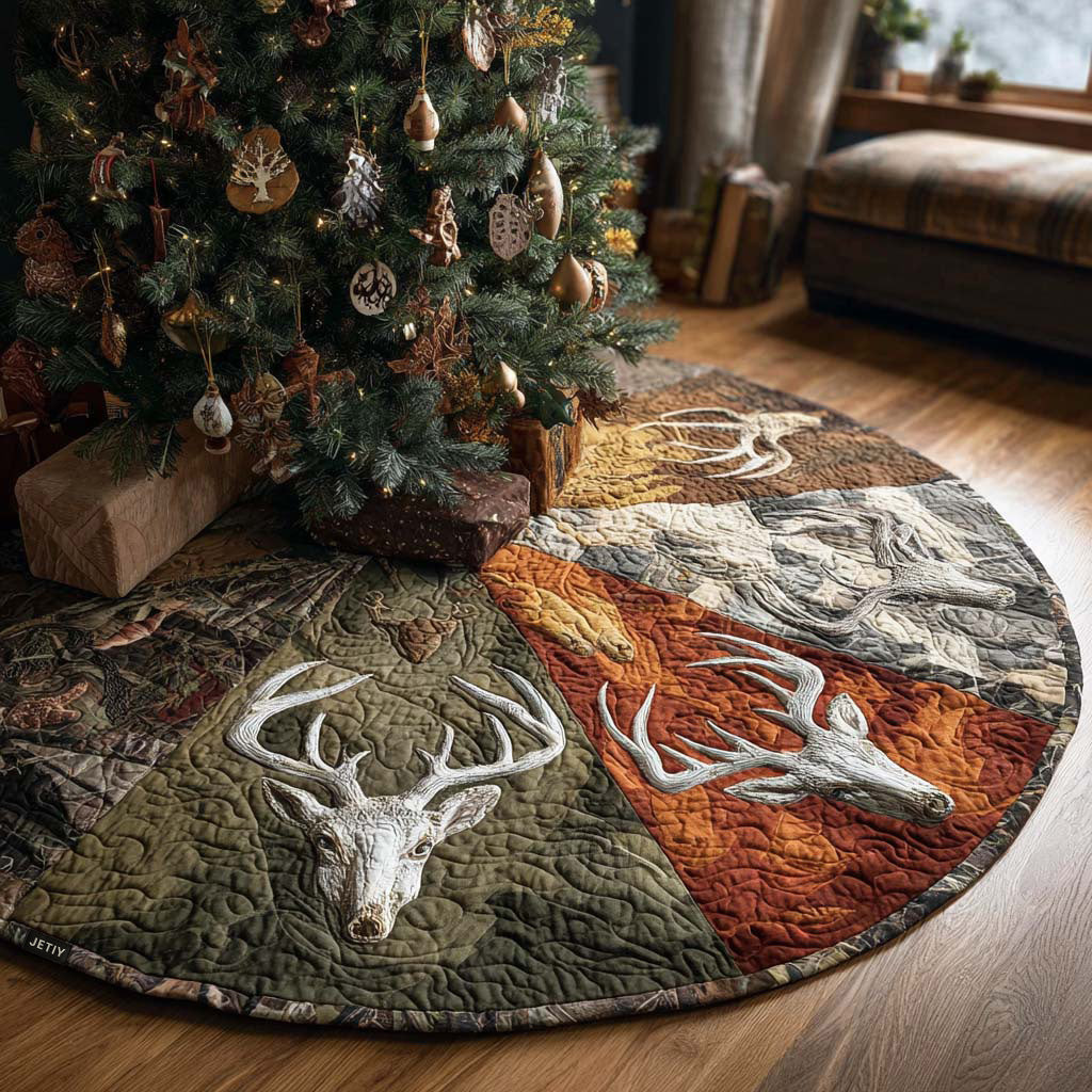 Antler Path Christmas Quilted Tree Skirt Skull Pattern Xmas Decor Best Christmas Decorations