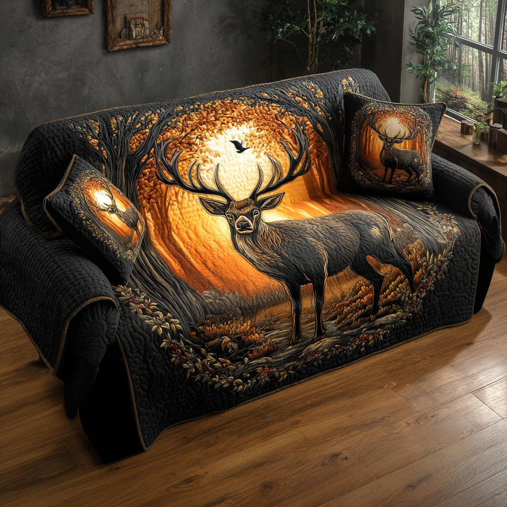 Antler Path Quilted Sofa Cover Holiday Couch Covers Gift For Wildlife Lovers