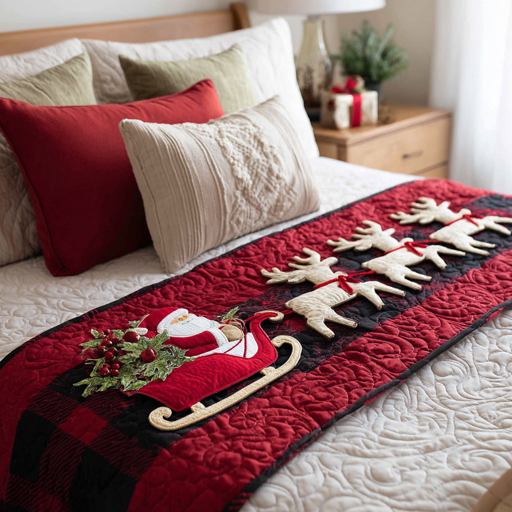 Antler Run Quilted Bed Runner Bedroom Holiday Decor Xmas Gifts