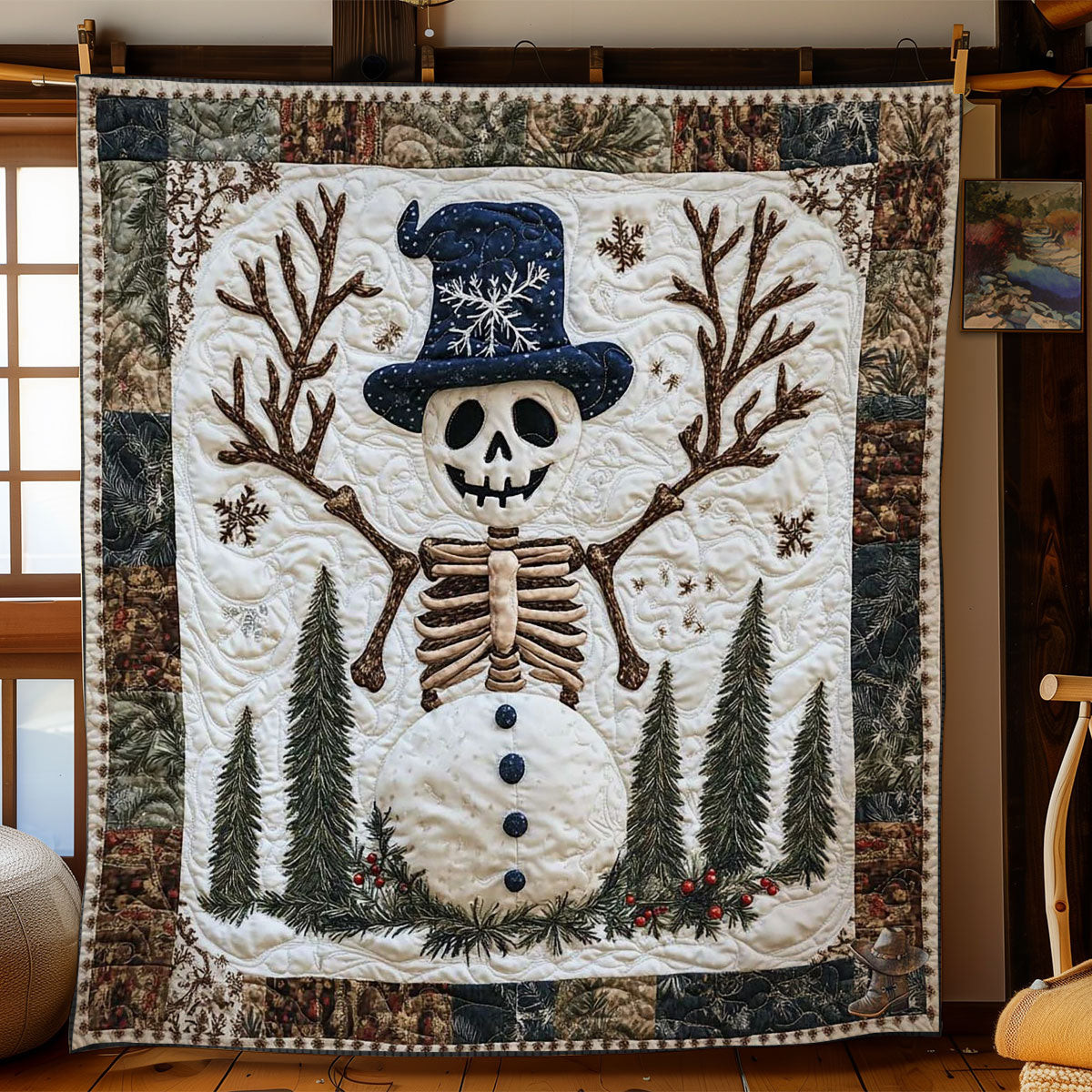 Antler Skeleton Holiday Christmas Quilt Blanket Brother In Law Xmas Gifts