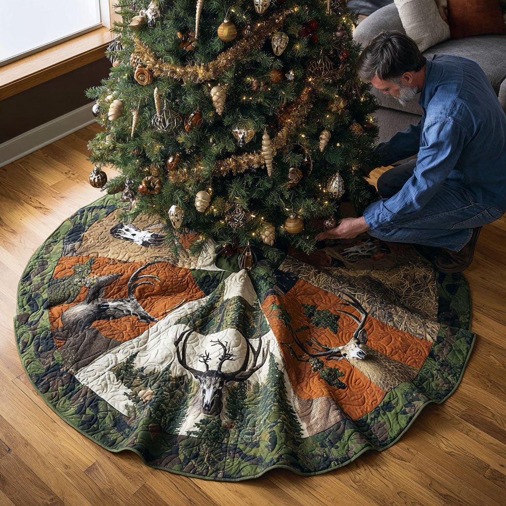 Antler Summit Christmas Quilted Tree Skirt Soft Quilted Tree Skirt to Enhance Holiday Spirit