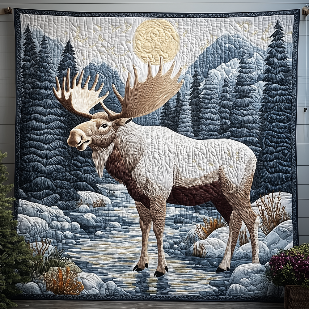 Antlers In Frost Wildlife Deer Quilted Blanket Winter Hunter Fleece Blanket Gift For Dad