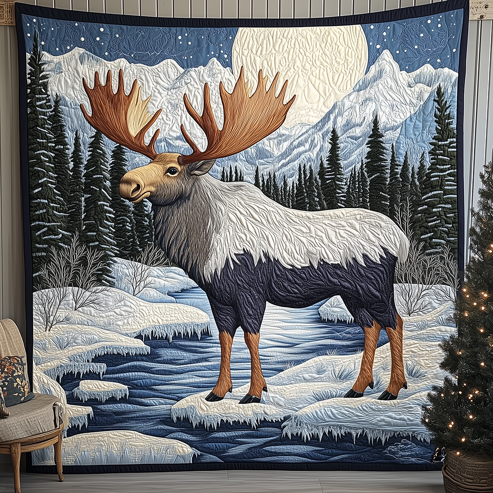 Antlers In Frost Wildlife Nature Quilted Blanket Rustic Wildlife Lover Fleece Blanket Gift For Dad