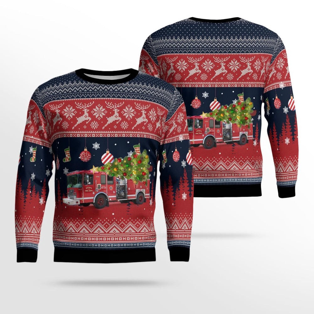 Antrim New Hampshire Antrim Fire Department AOP Ugly Sweater Xmas Unisex Sweater Christmas Gifts for Men Women