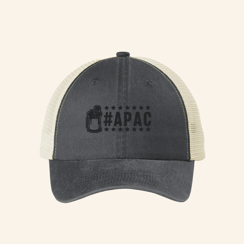APAC Black Text Trucker Hat Drinkin Bros Merch Unique Gifts For Husband