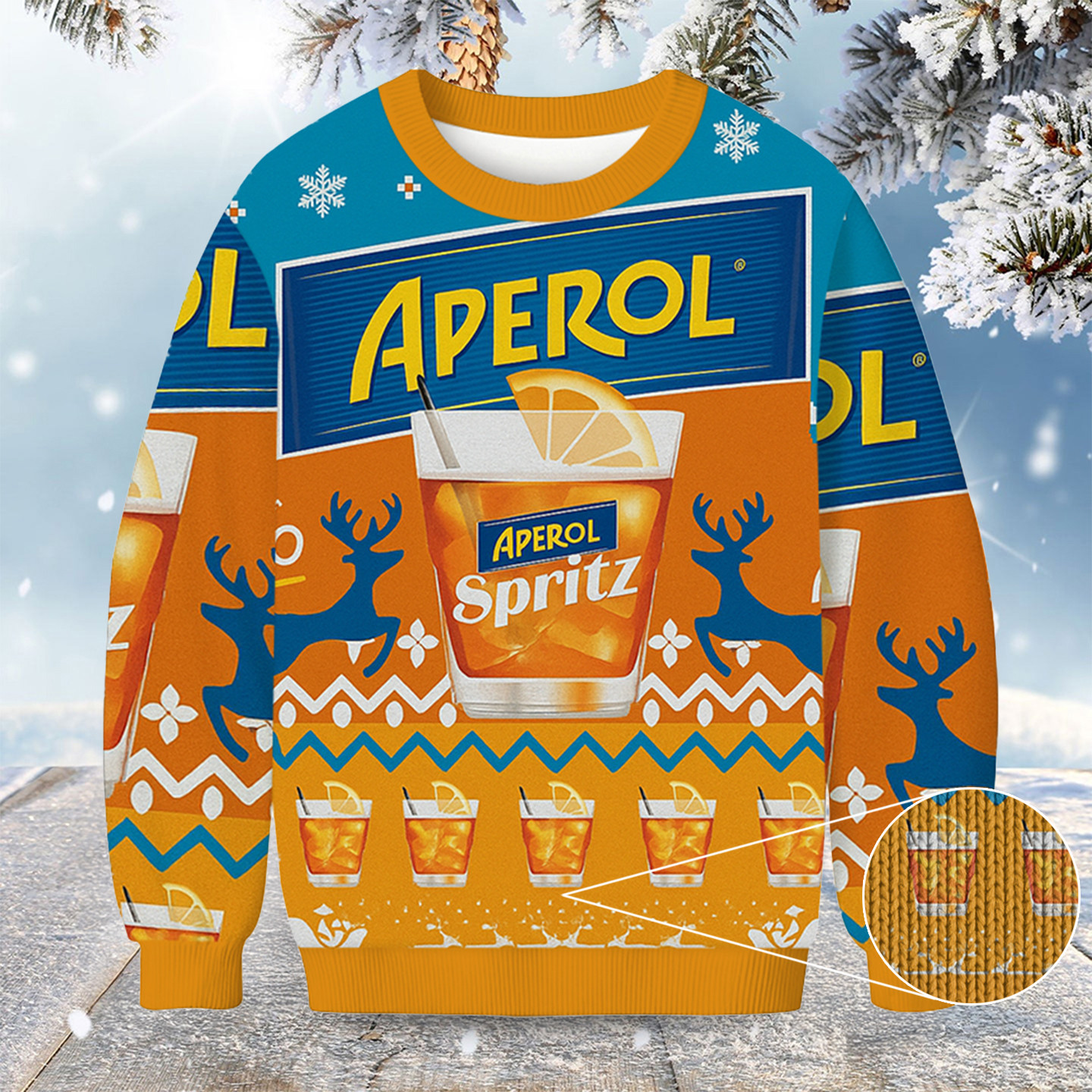 Aperol Spritz Christmas Ugly Sweater Deer Themed Cocktail Lover Christmas Gifts