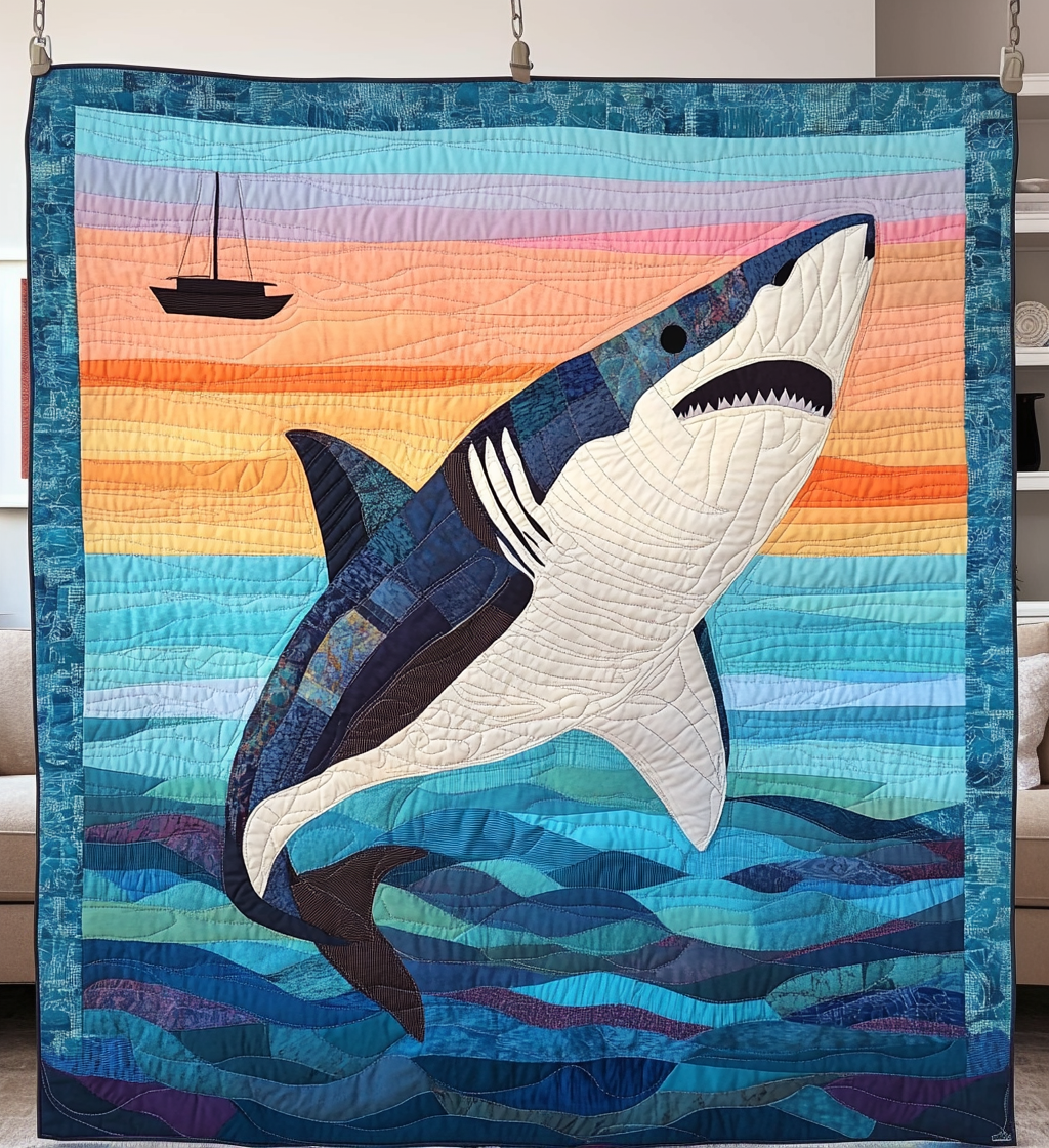 Apex Waves Quilted Blanket Shark Gifts For Adults
