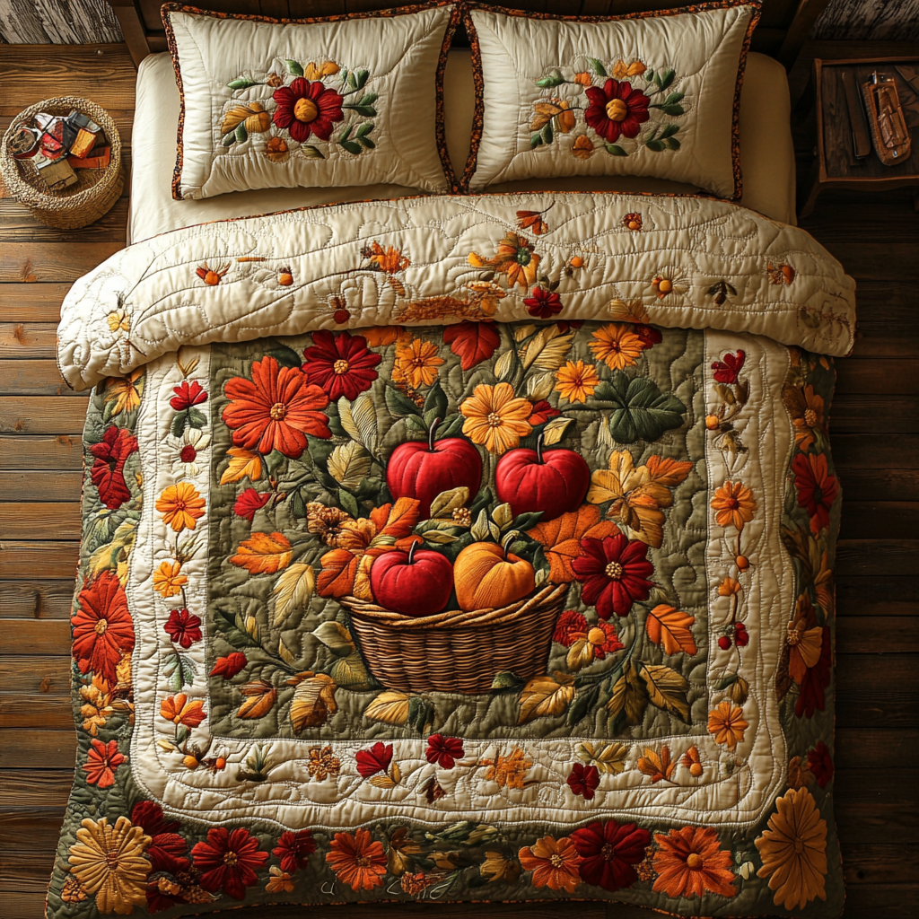 Apple Meadow Quilted Bedding Set Bed Room Decoration Gift Ideas For Fall