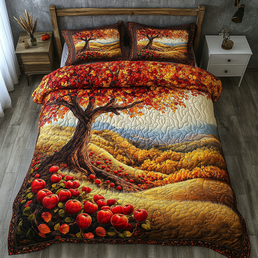 Apple Orchard Quilted Bedding Set Best Bed Sheet Set Autumn Gifts Items