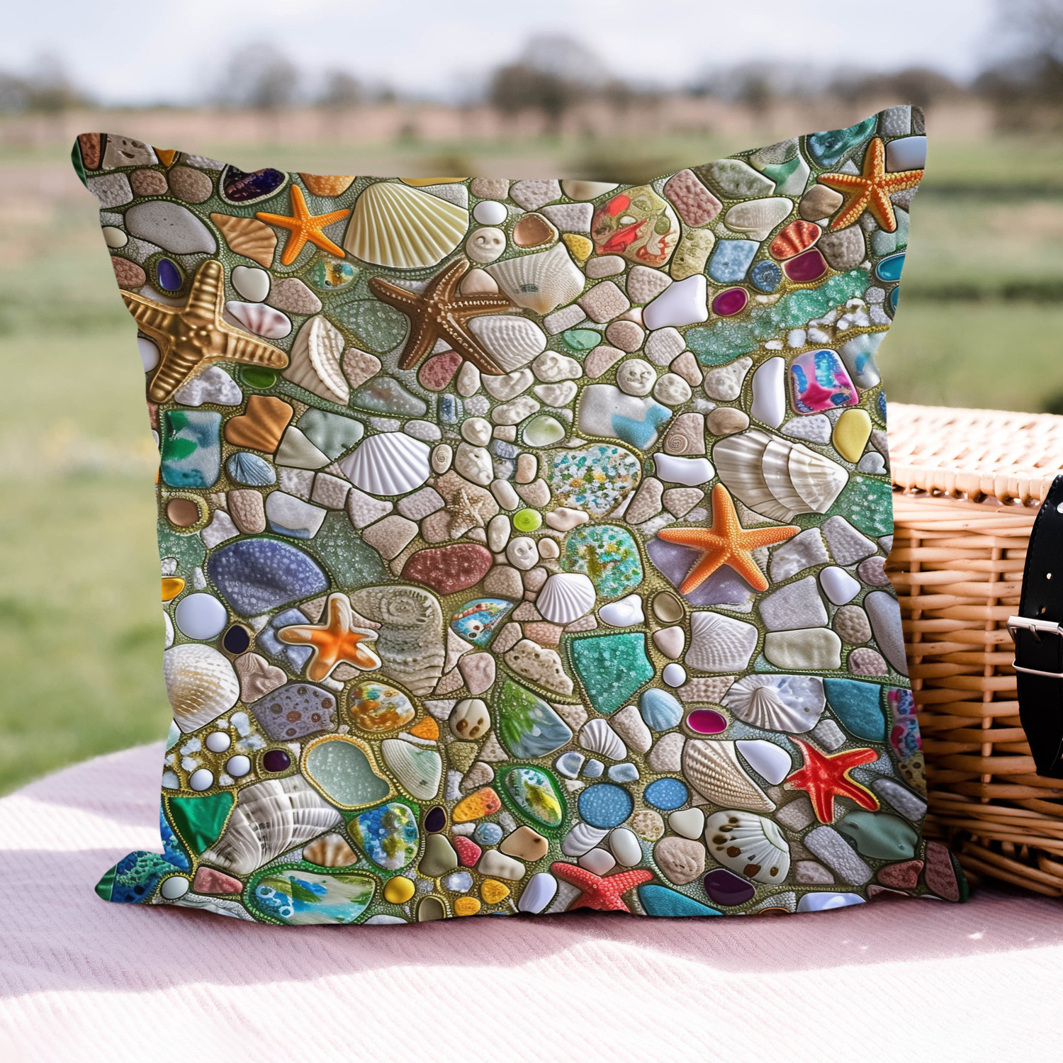 Aqua Aura Quilted Pillow Case Cozy Christmas Throw Pillow
