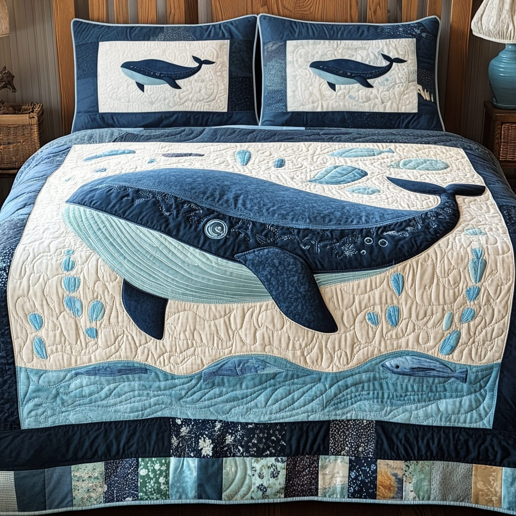 Aqua Bliss Quilted Bedding Set Perfect Bedding Gift Set for Family and Friends