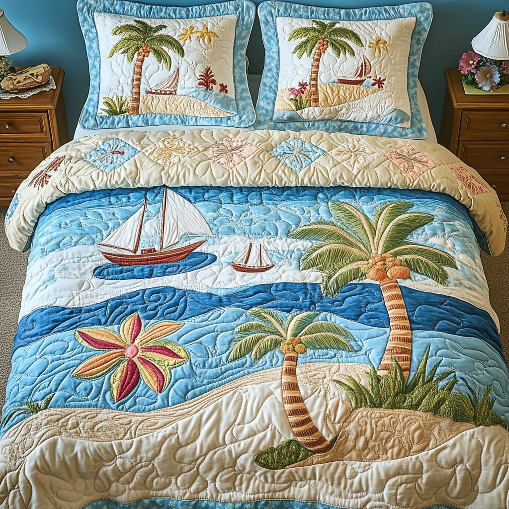 Aqua Dream Quilted Bedding Set Bedroom Decor Ideas Beach Gifts For Women