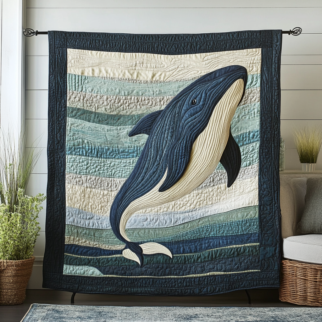 Aqua Drifter Quilted Blanket Best Throw Blanket Whale Themed Presents