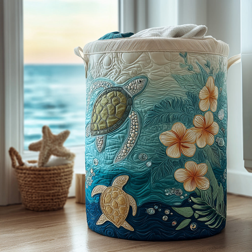 Aqua Serenity Quilted Laundry Basket Graduation Merch Gift
