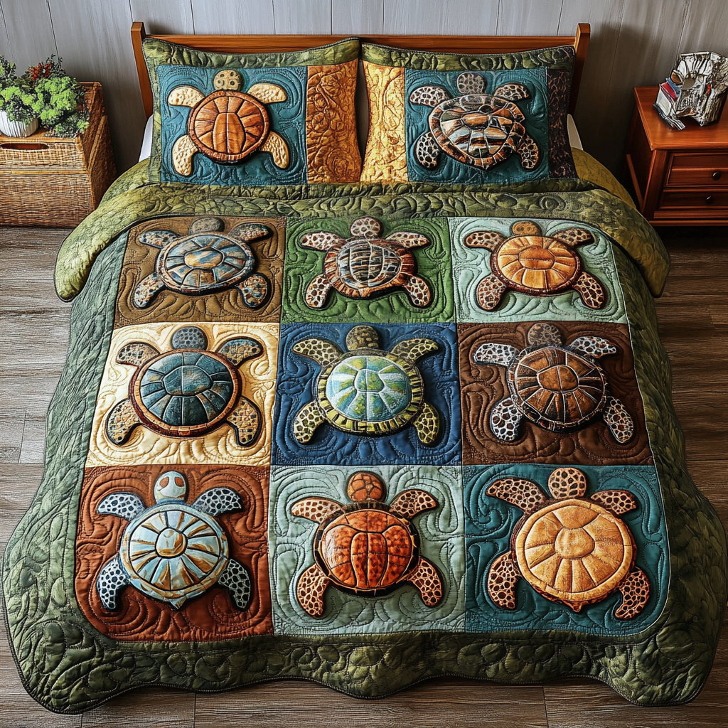 Aqua Shell Quilted Bedding Set Exclusive Bedding Gift Set for Luxury Sleep