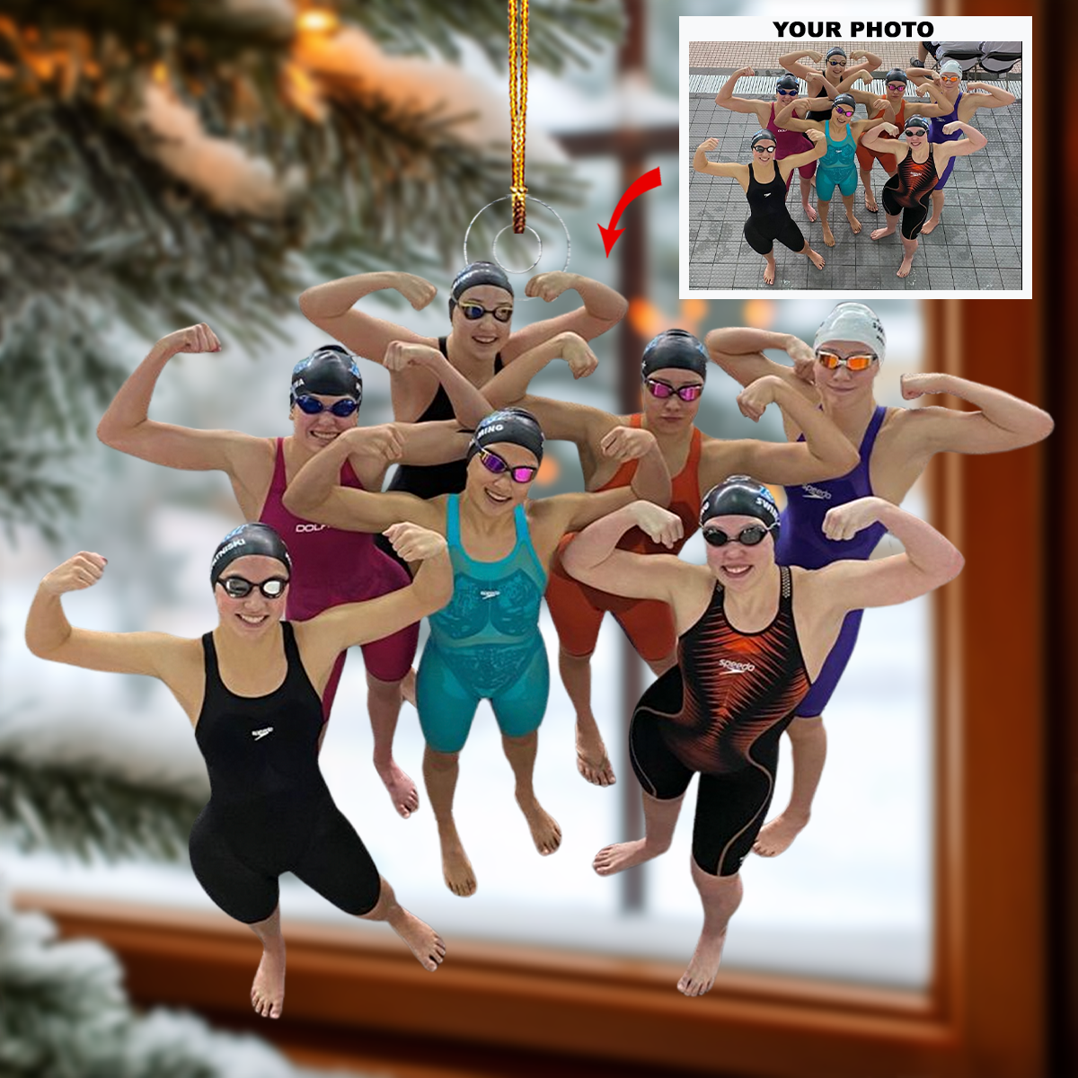 Aqua Stars Personalized Photo Mica Ornament Gift For Friends Besties