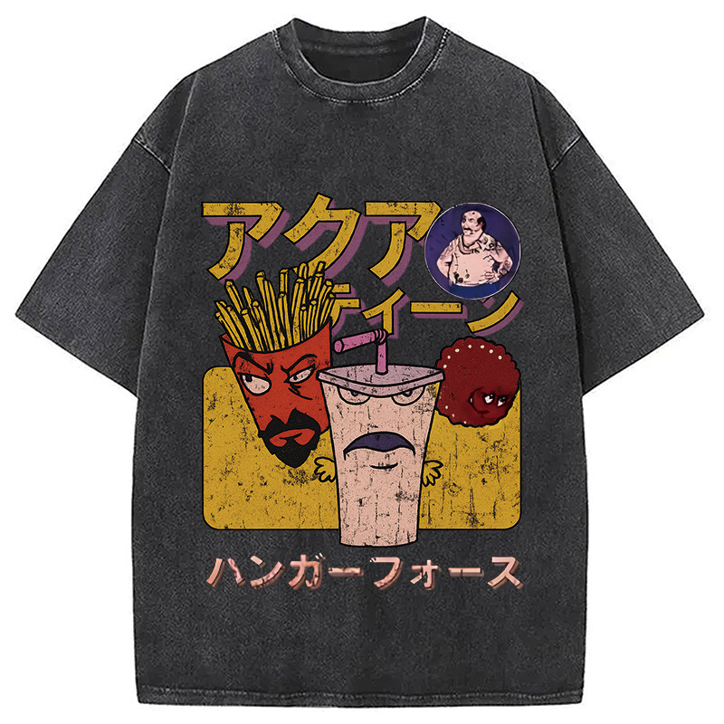 Aqua Teen Hunger Force Japanese Retro Washed T-Shirt Soft Comfortable Daily T Shirt Gifts For Besties