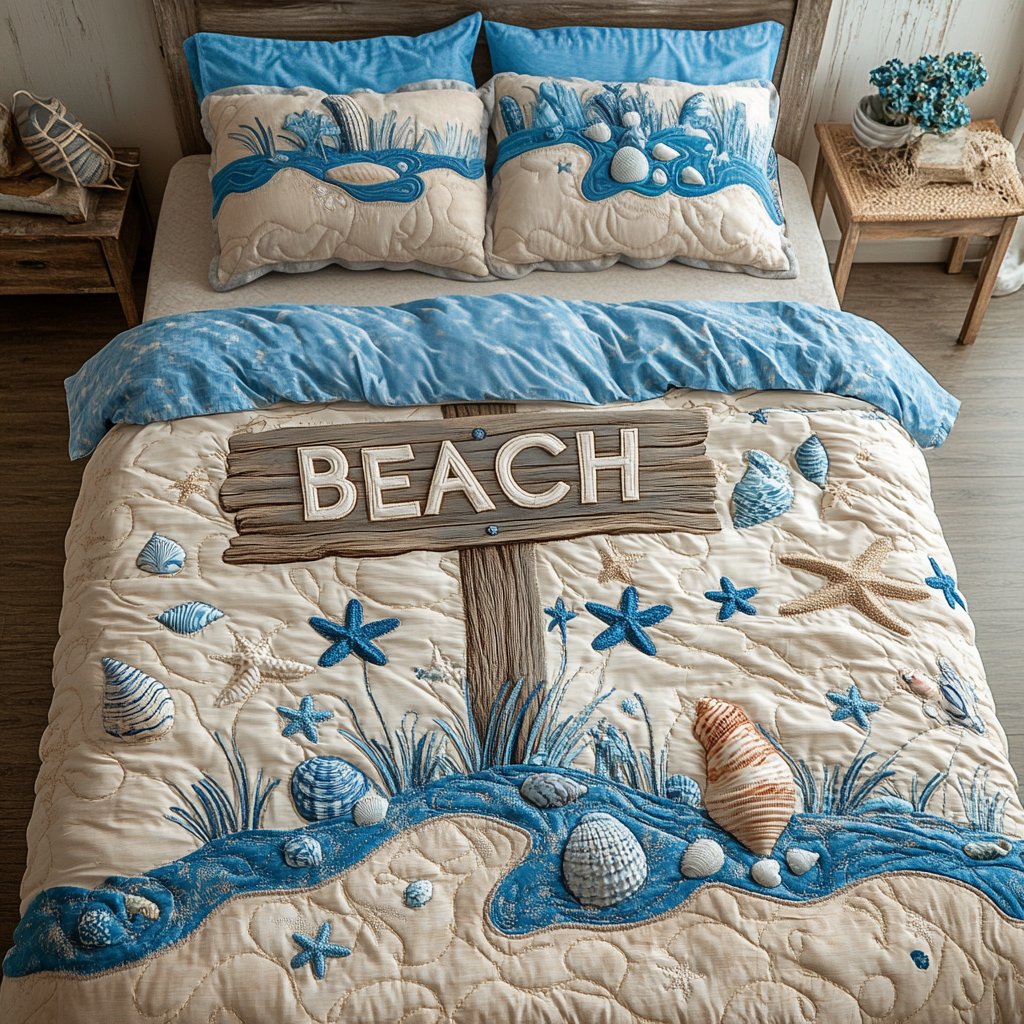 Aqua Time Quilted Bedding Set Holiday Duvet Cover Set Gifts For Surfing Enthusiasts