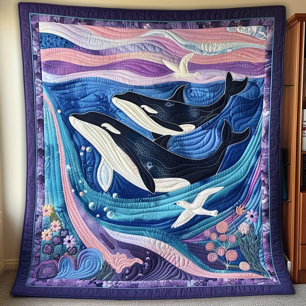 Aquamarine Dream Quilted Blanket Whale Gifts For Adults