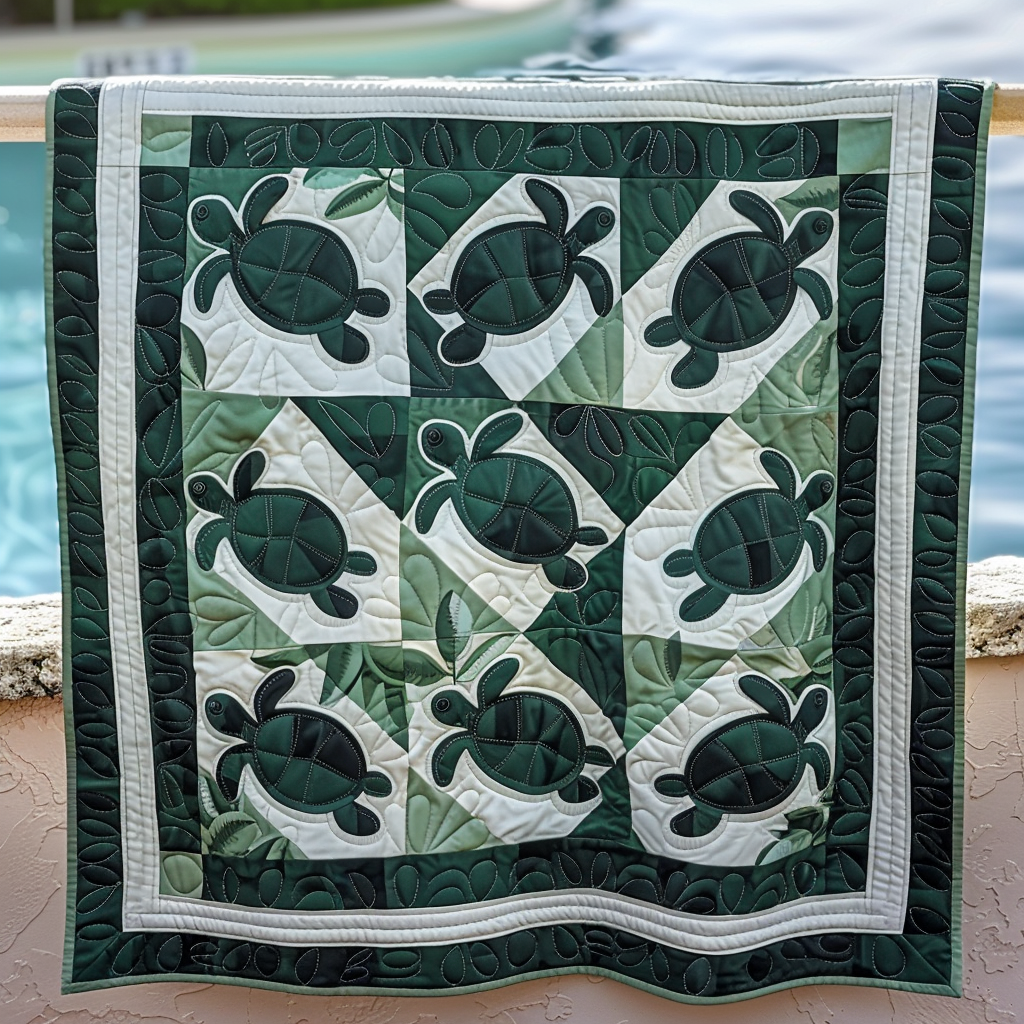 Aquatic Adventure Quilted Blanket Presents For Turtle Lovers