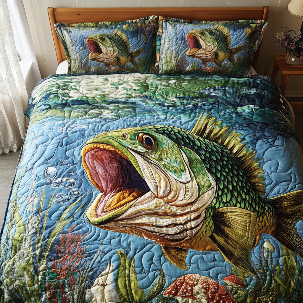 Aquatic Majesty Quilted Bedding Set Bed Decorations Best Gift For Fish Lovers