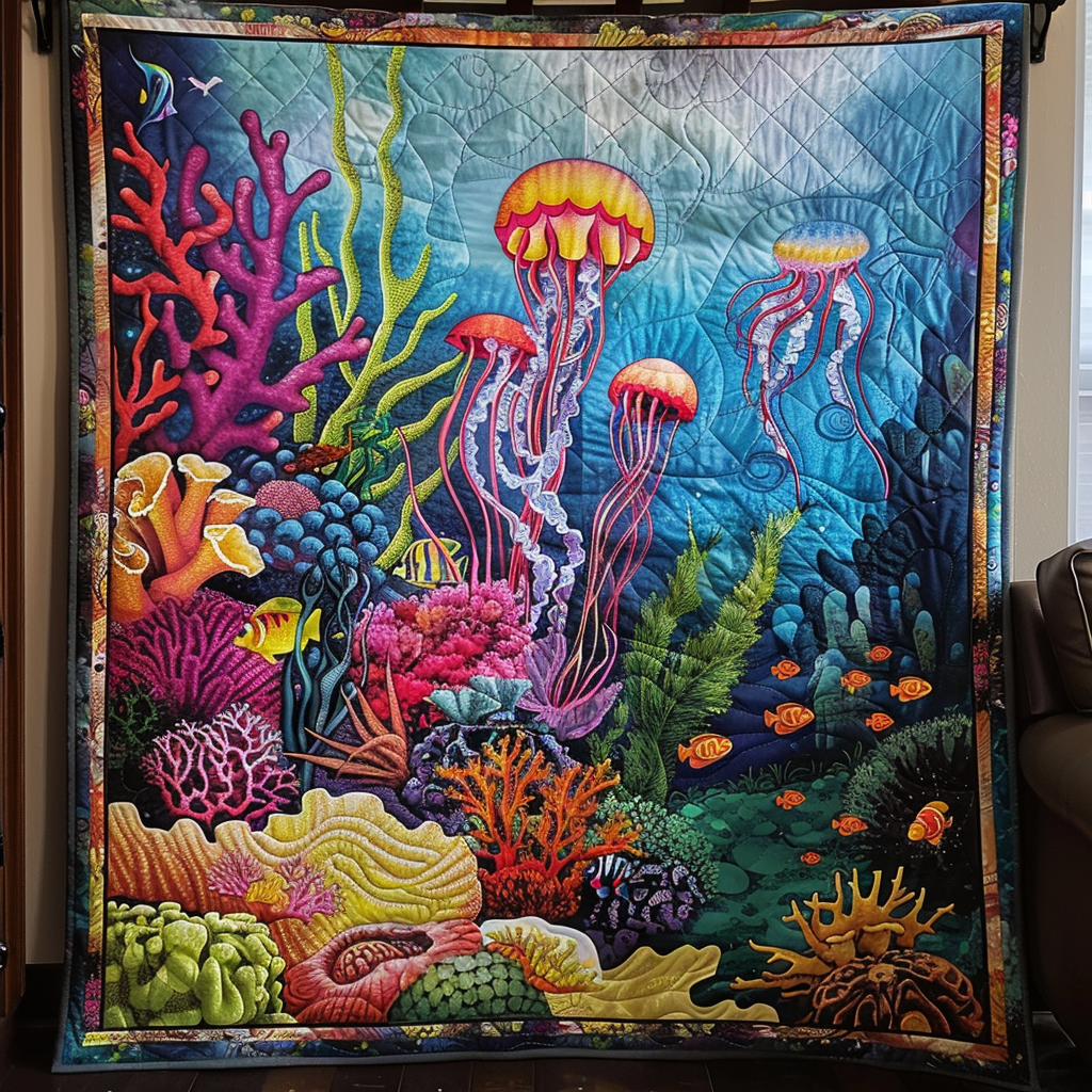 Aquatic Majesty Quilted Blanket Gift For Ocean Lover