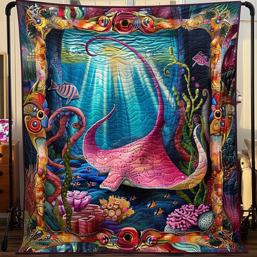 Aquatic Wonders Quilted Blanket  Octopus Blanket Cute Gifts For Friends