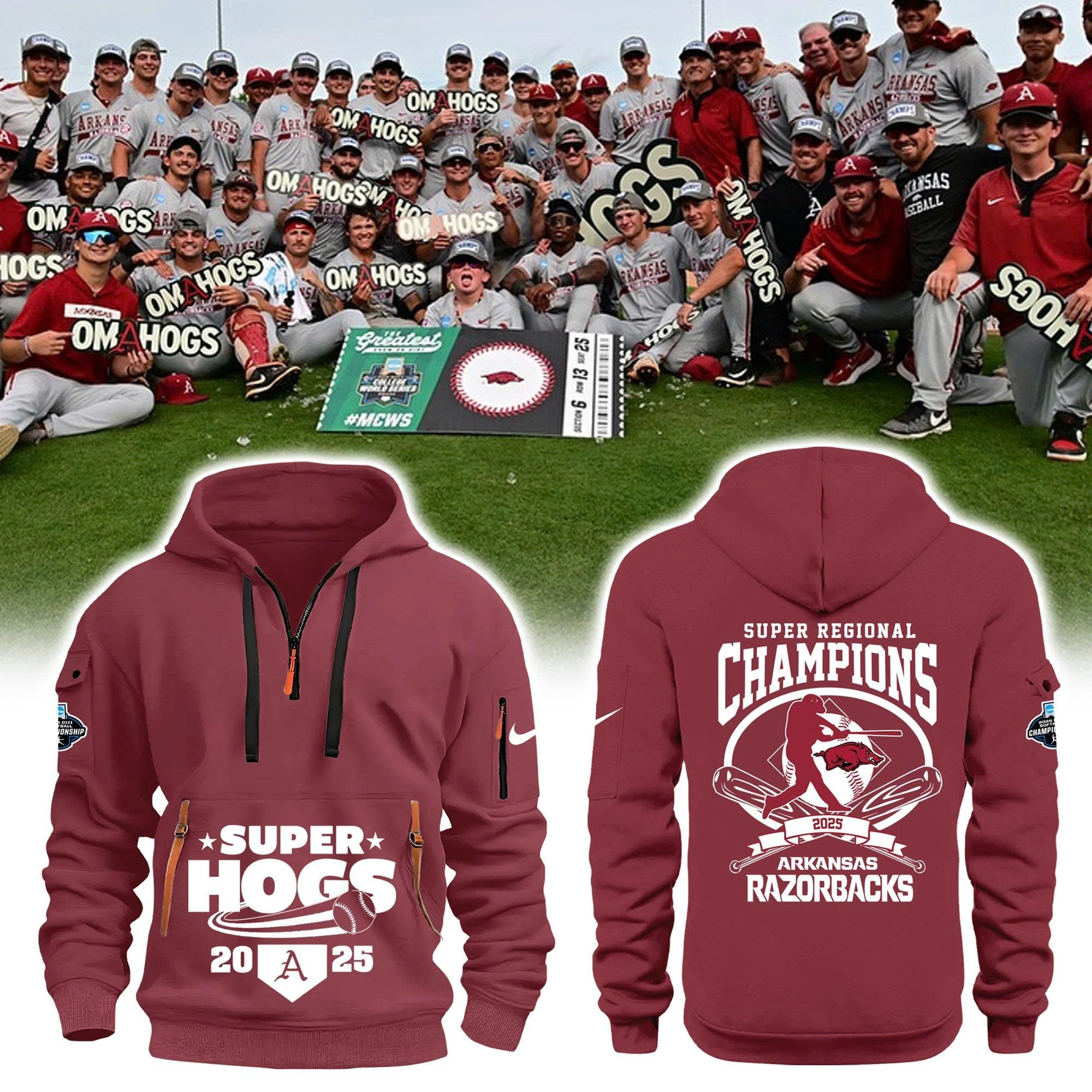 ARB x Regional Champions Redwine Half Zip Hoodie Baseball Team Gift Ideas