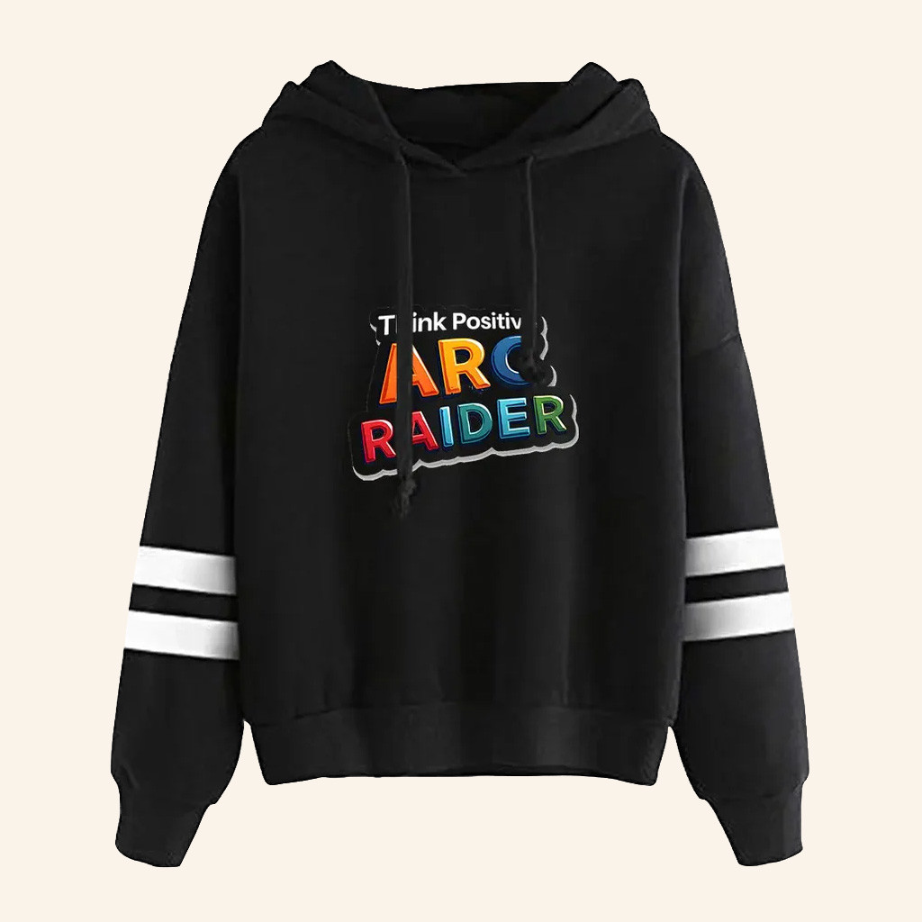 ARC Raiders Merch Think Positive ARC Raiders Black Hoodie Gifts For Boyfriend ARC Raiders Merch Think Positive ARC Raiders Black Hoodie Gifts For Boyfriend