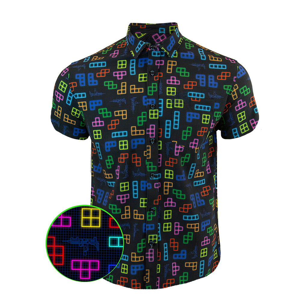 Arcade Series 3 Button Down Shirt Gun Print Hawaiian Shirt Christmas Presents For Boyfriend