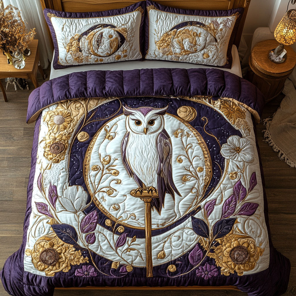 Arcane Owl Quilted Bedding Set Meaningful Home Gift for Special Occasions