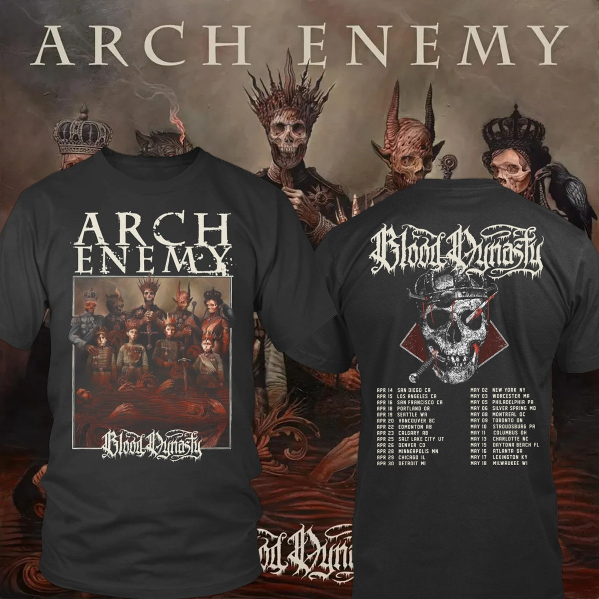 Arch Enemy Blood Dynasty Tour 2025 Official T-Shirt Fan Merch Gifts For Him